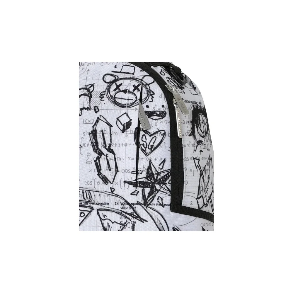 Sprayground Doodles Over Math Class Dismissed Shark Mouth Backpack White Black
